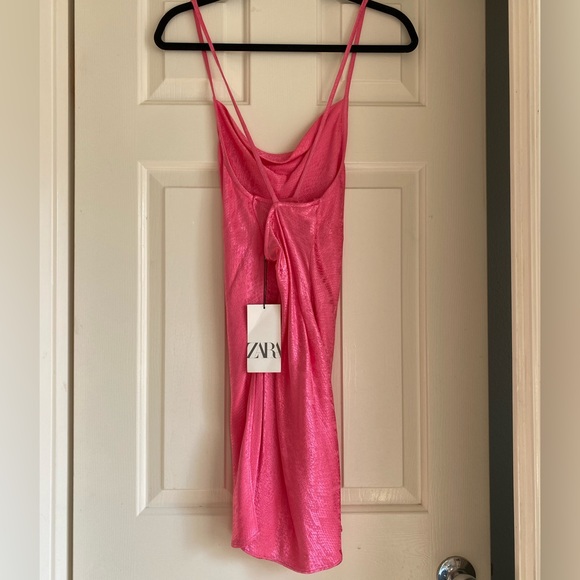 ZARA Hot Pink Animal Print Mini Dress - Picture 4 of 7